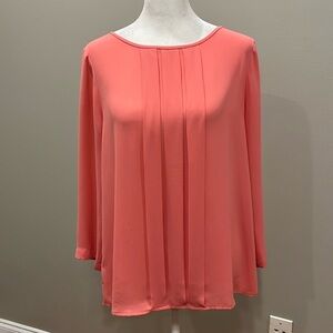 Loft Peach Pleated Blouse